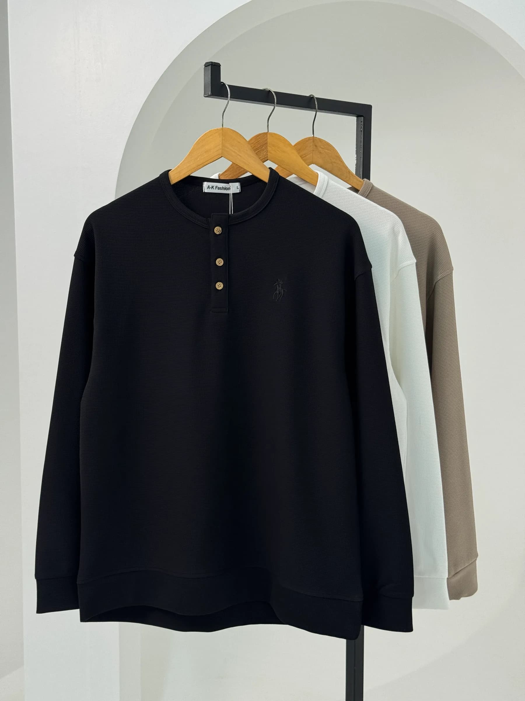 Henley Long Sleeve T-Shirt – Brown
