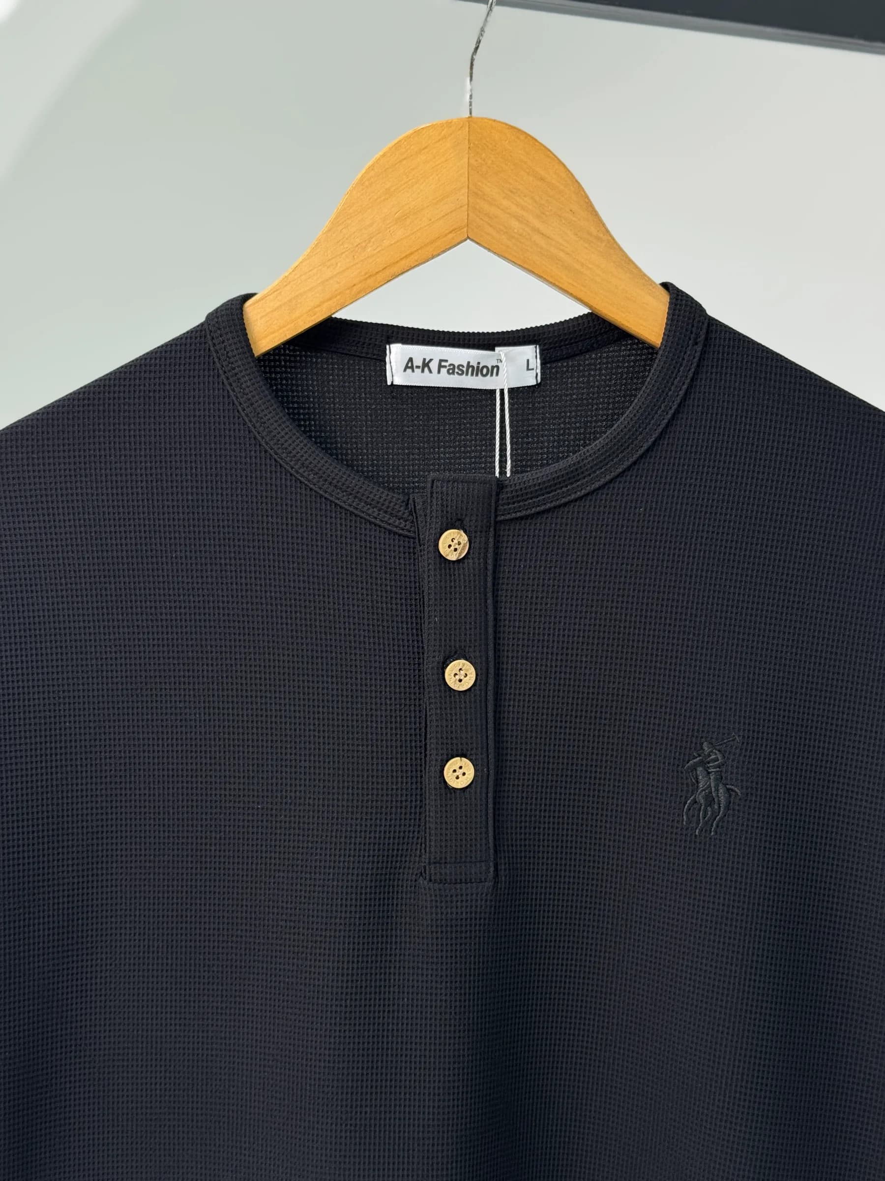 Henley Long Sleeve T-Shirt – Black