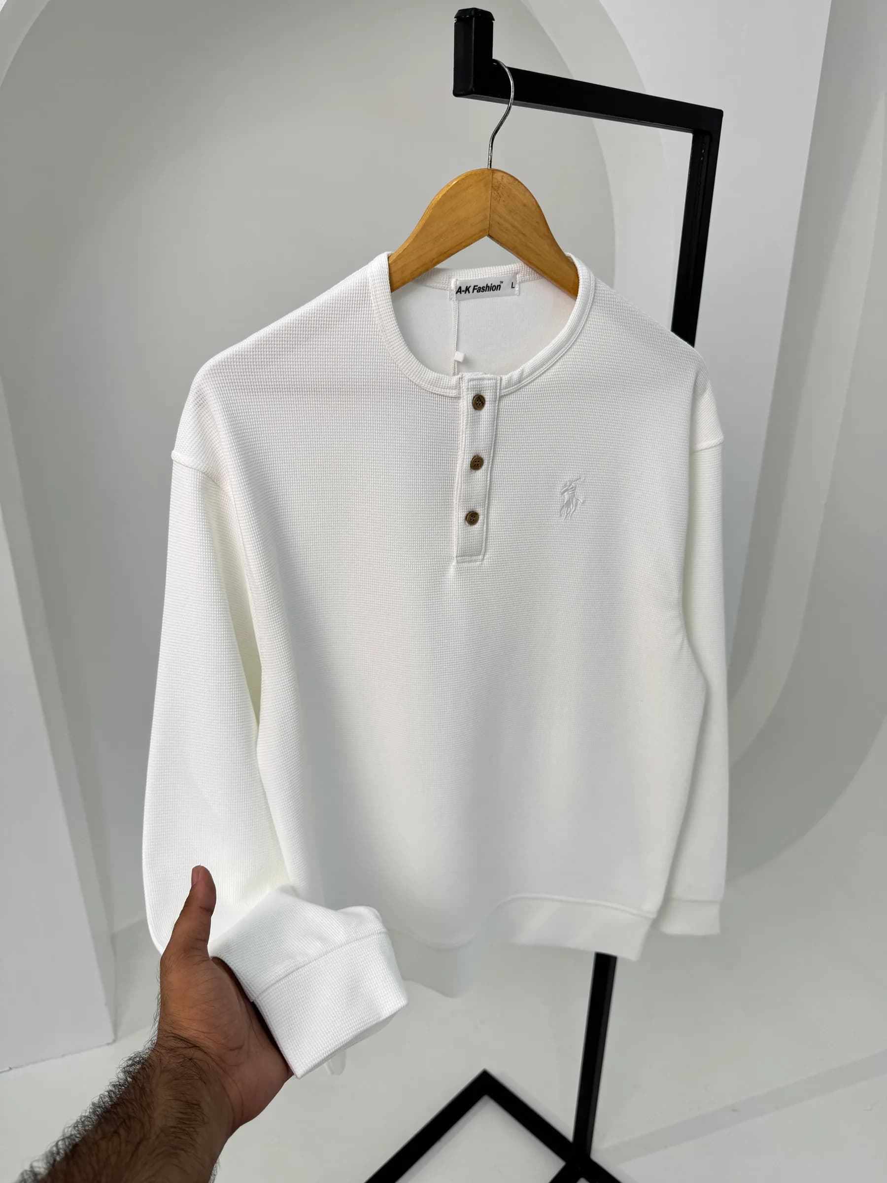 Henley Long Sleeve T-Shirt – White