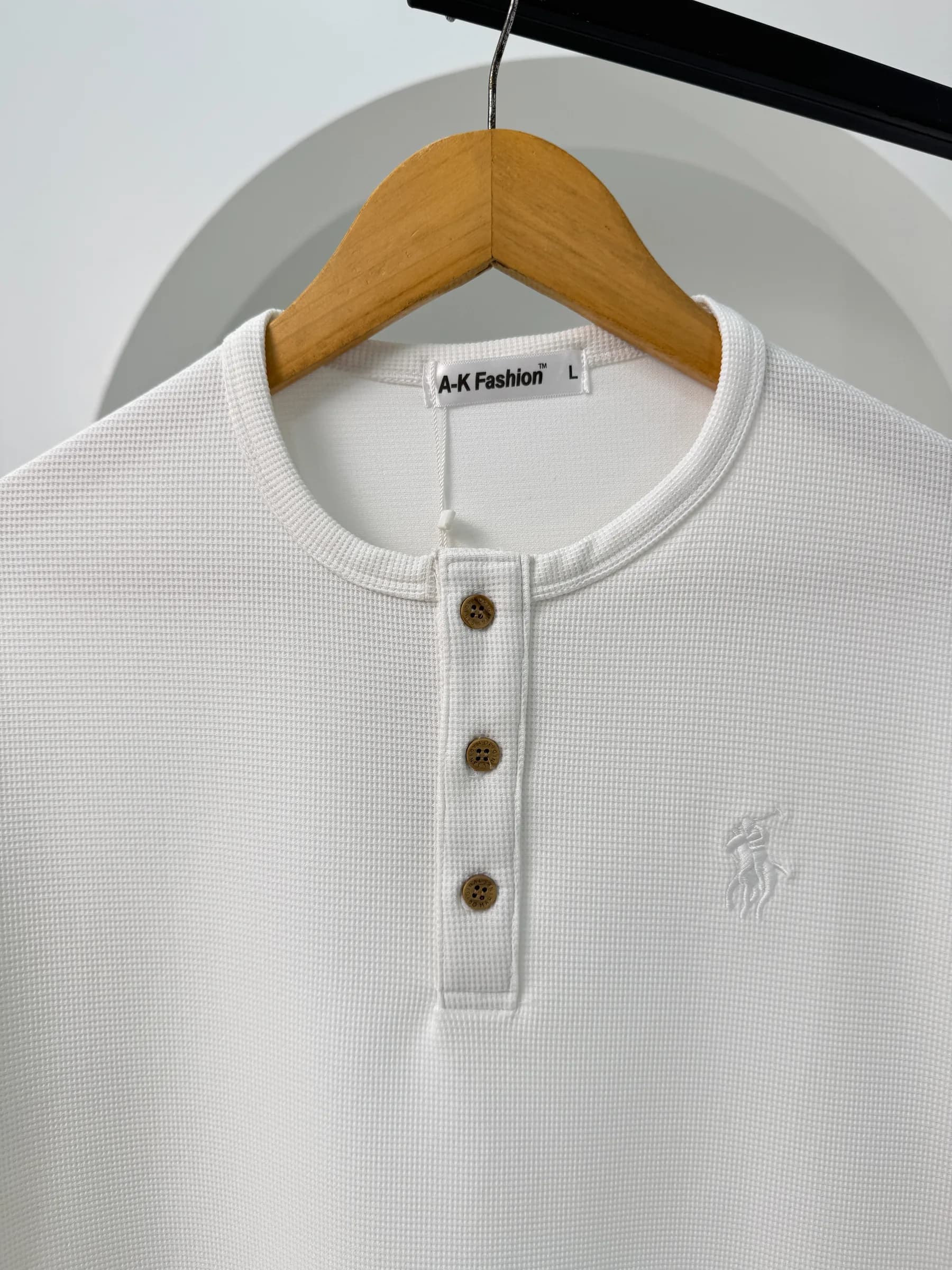 Henley Long Sleeve T-Shirt – White