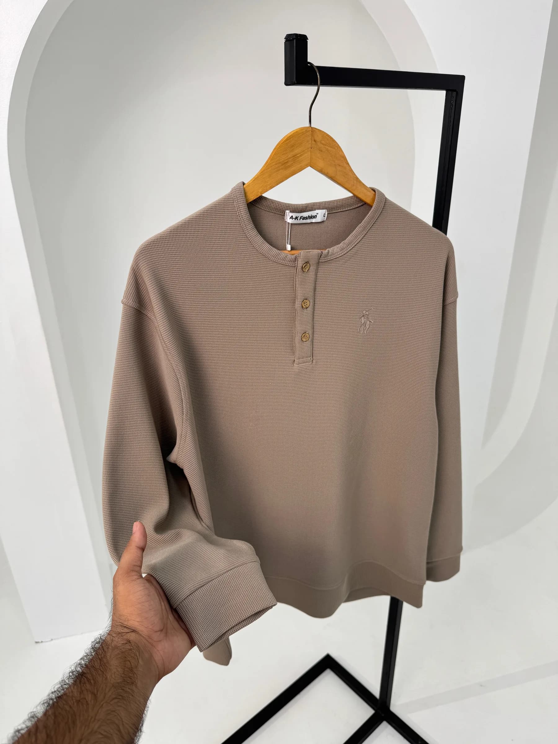 Henley Long Sleeve T-Shirt – Brown
