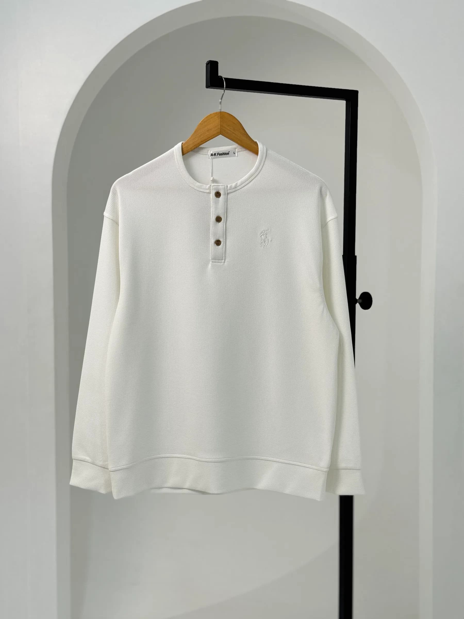 Henley Long Sleeve T-Shirt – White